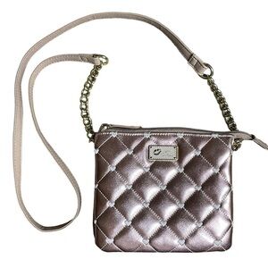 "LUV Betsey" Betsey Johnson Small Rose Gold Quilted w/Hearts Crossbody Bag